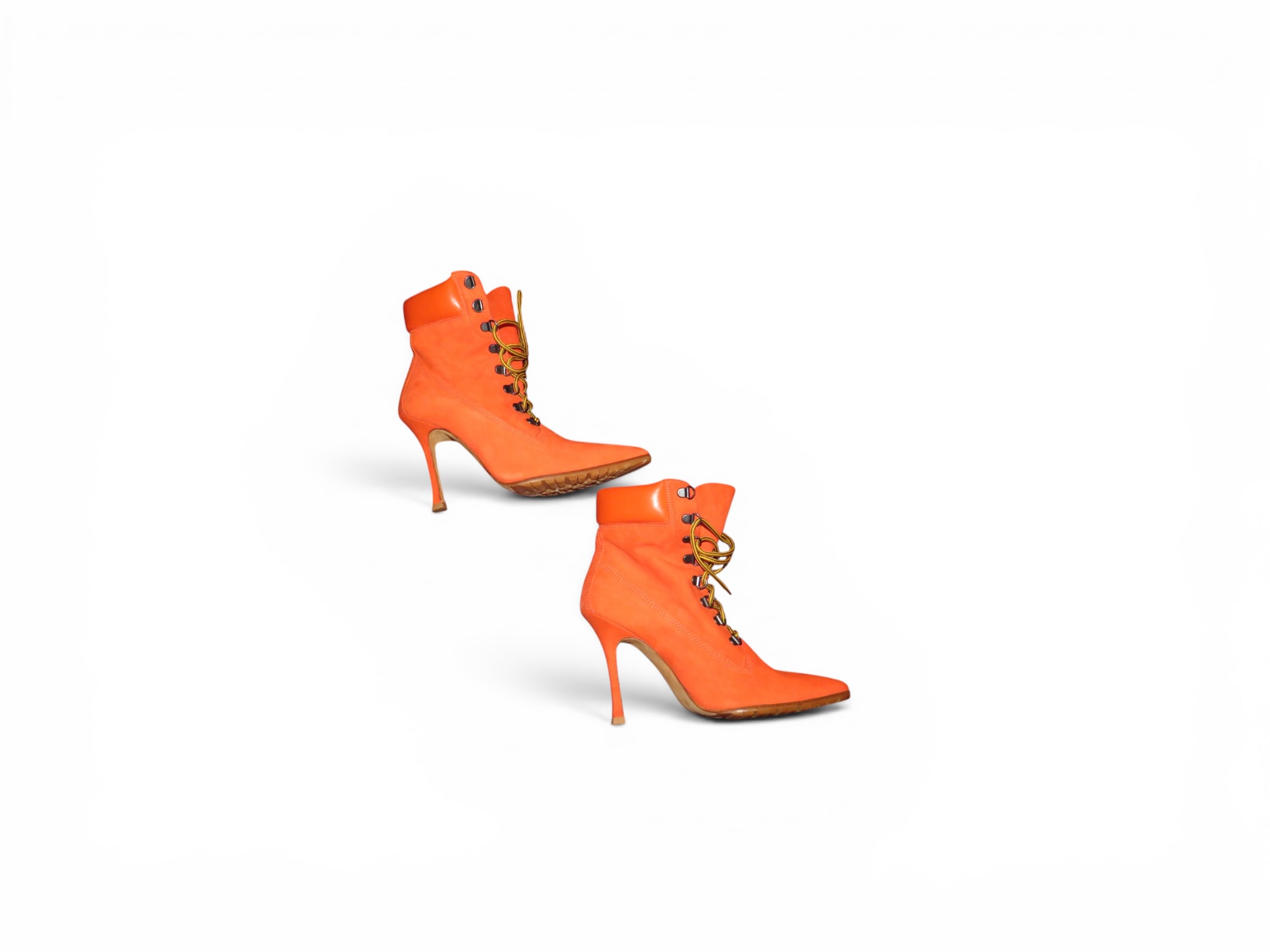 Manolo Blahnik Orange Oklamod Boots - Image 2