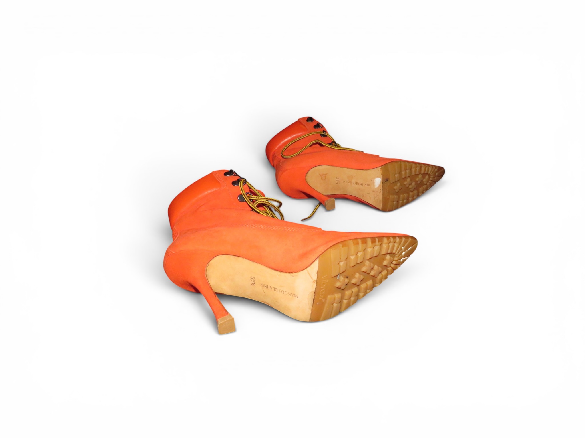 Manolo Blahnik Orange Oklamod Boots - Image 5