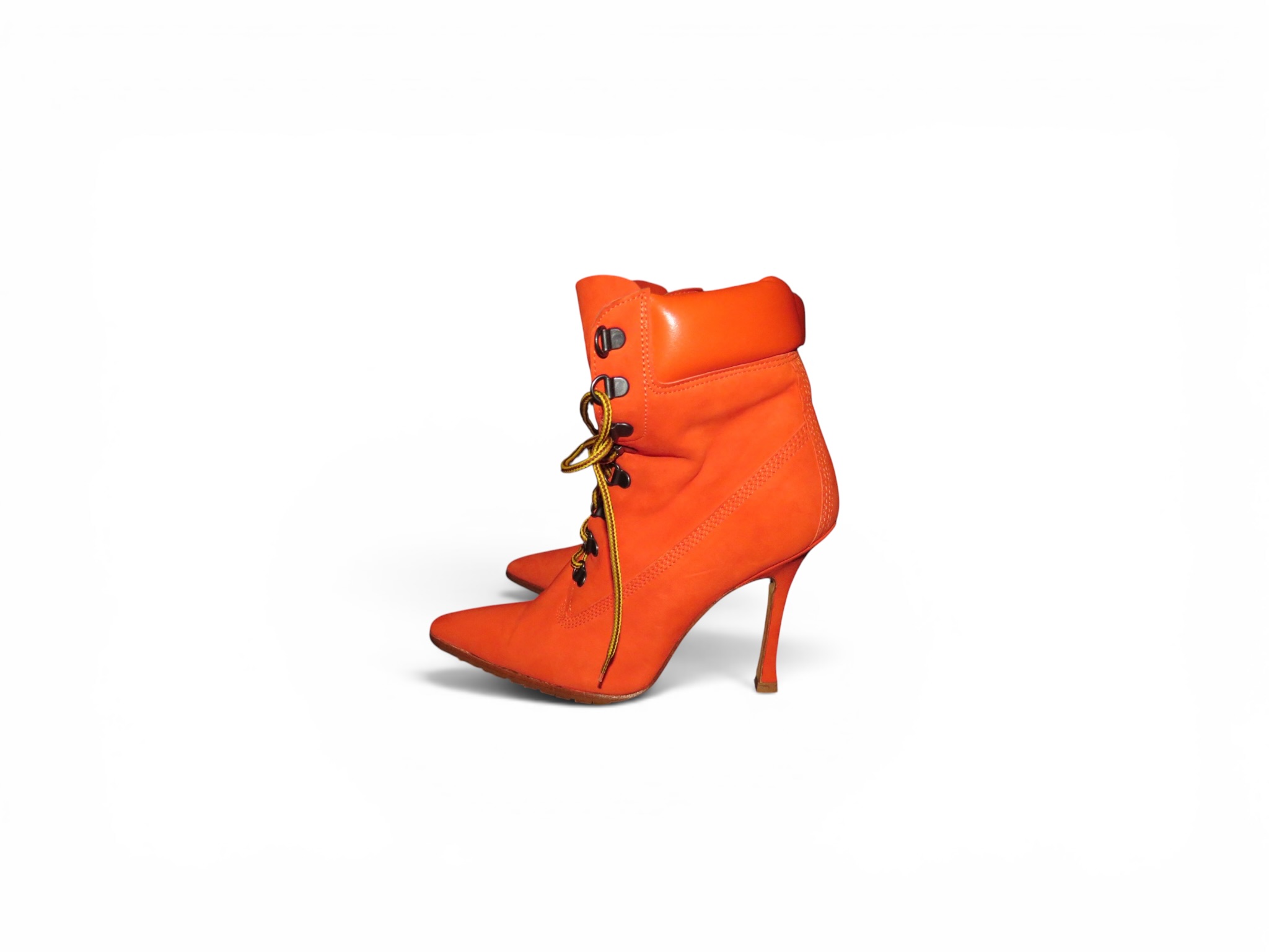 Manolo Blahnik Orange Oklamod Boots - Image 4