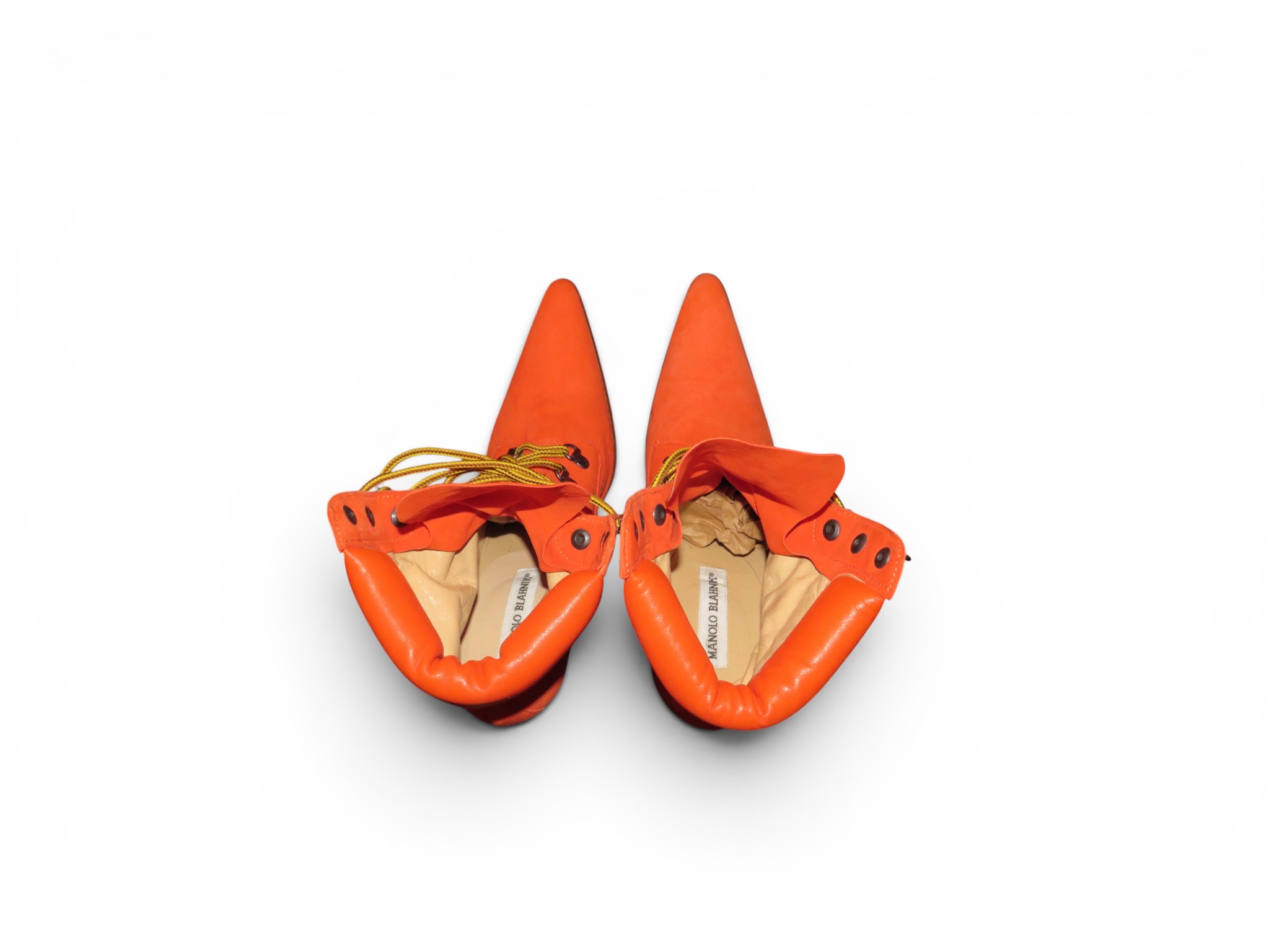 Manolo Blahnik Orange Oklamod Boots - Image 6