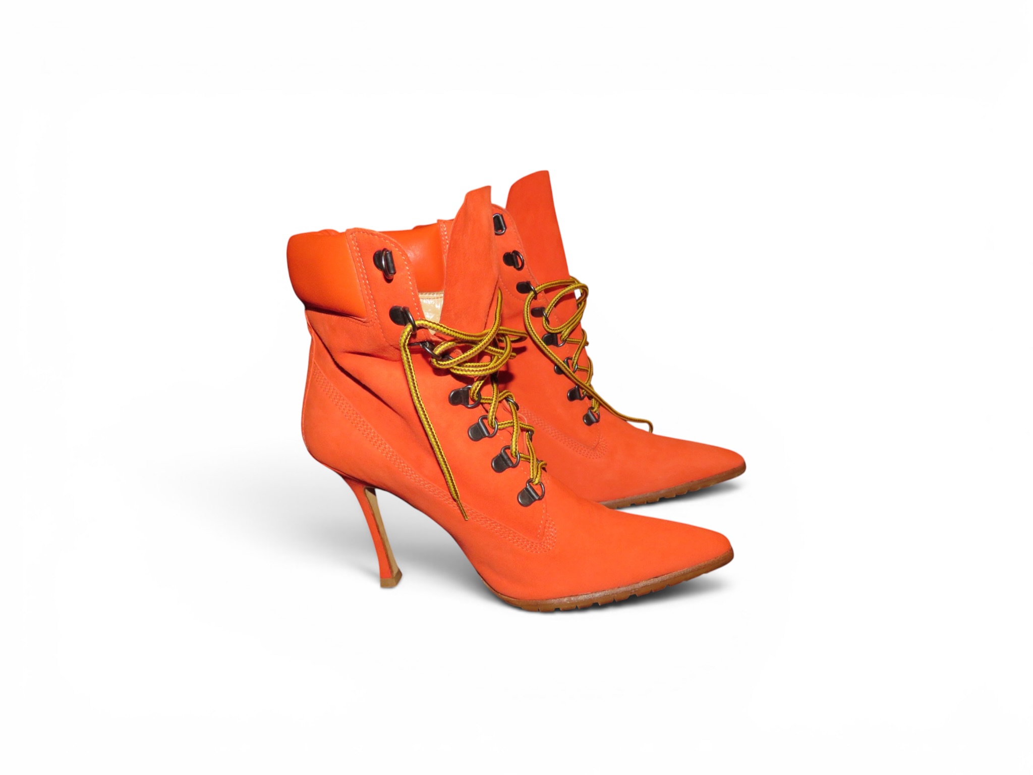 Manolo Blahnik Orange Oklamod Boots - Image 3